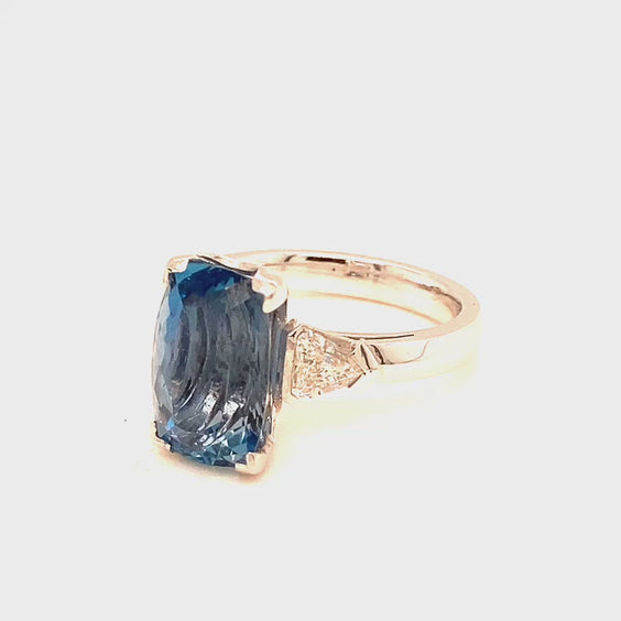 Santa Maria Emerald Cut Aquamarine & Diamond Ring
