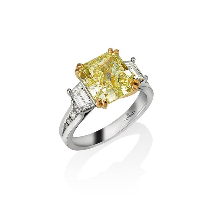 Yellow Radiant Surround Engagement Ring