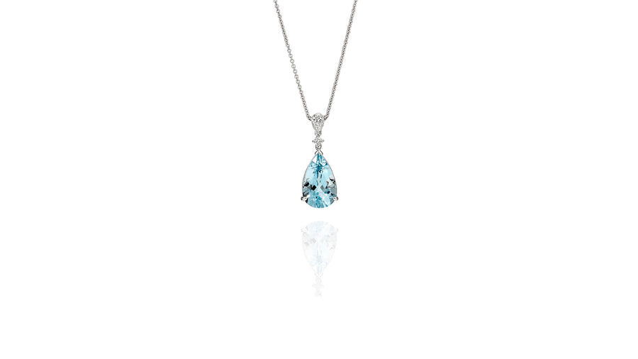 Aquamarine & Diamond Drop Pendant