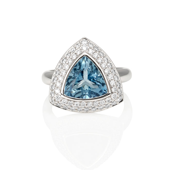 Aquamarine Trillion Cut & Diamond Dress Ring