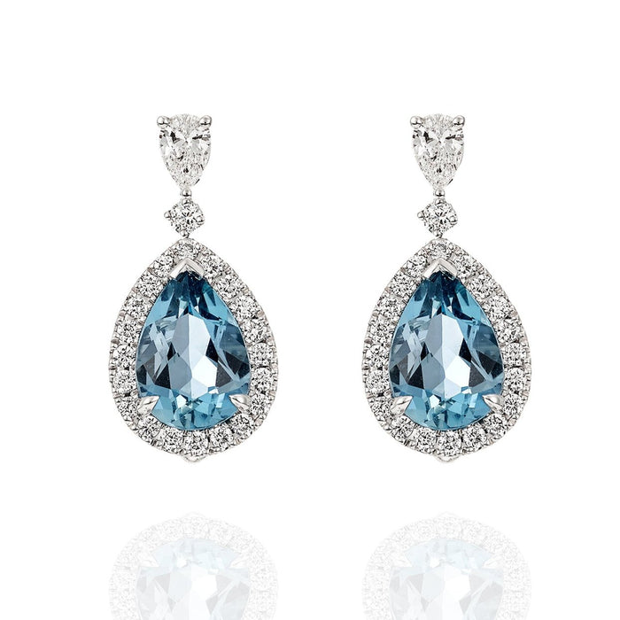 Aquamarine & Diamond Drop Earrings