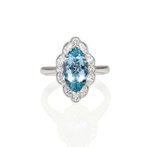 Marquise Aquamarine & Diamond Ring