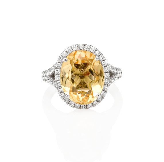 Yellow Citrine & Diamond ring