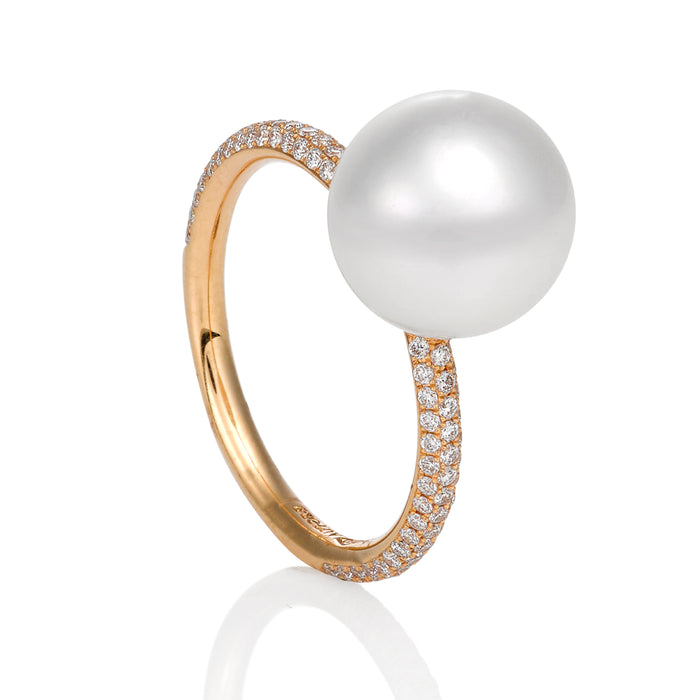 Australian South Sea Pearl & Diamond Micro Pave Ring