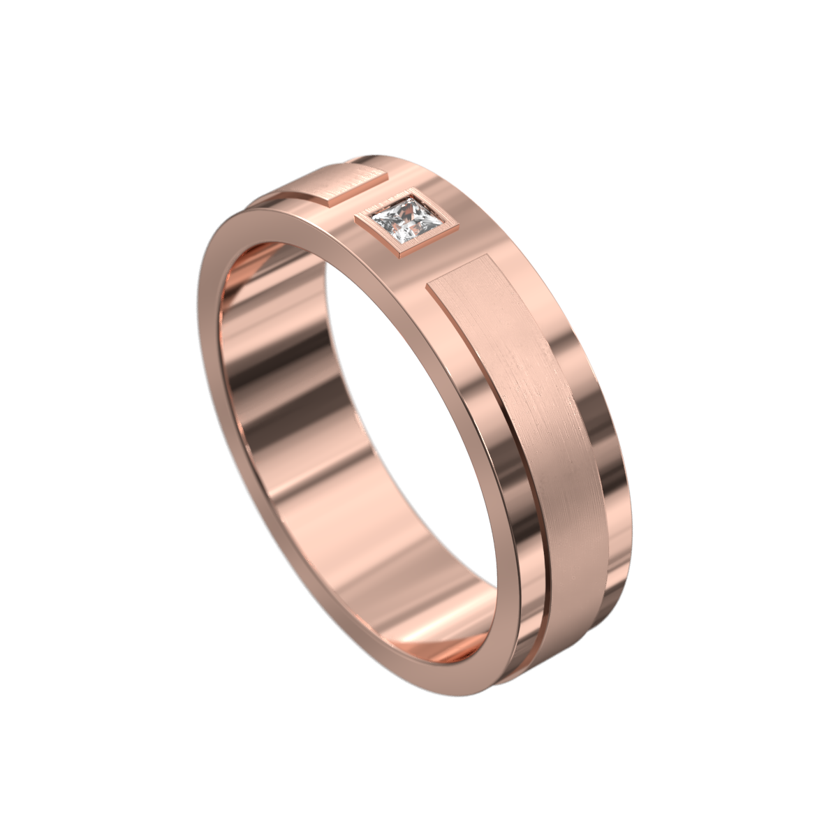 Princess Cut Diamond Raised & Polished Ring