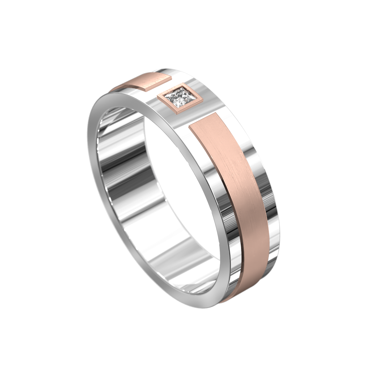 Princess Cut Diamond Raised & Polished Ring