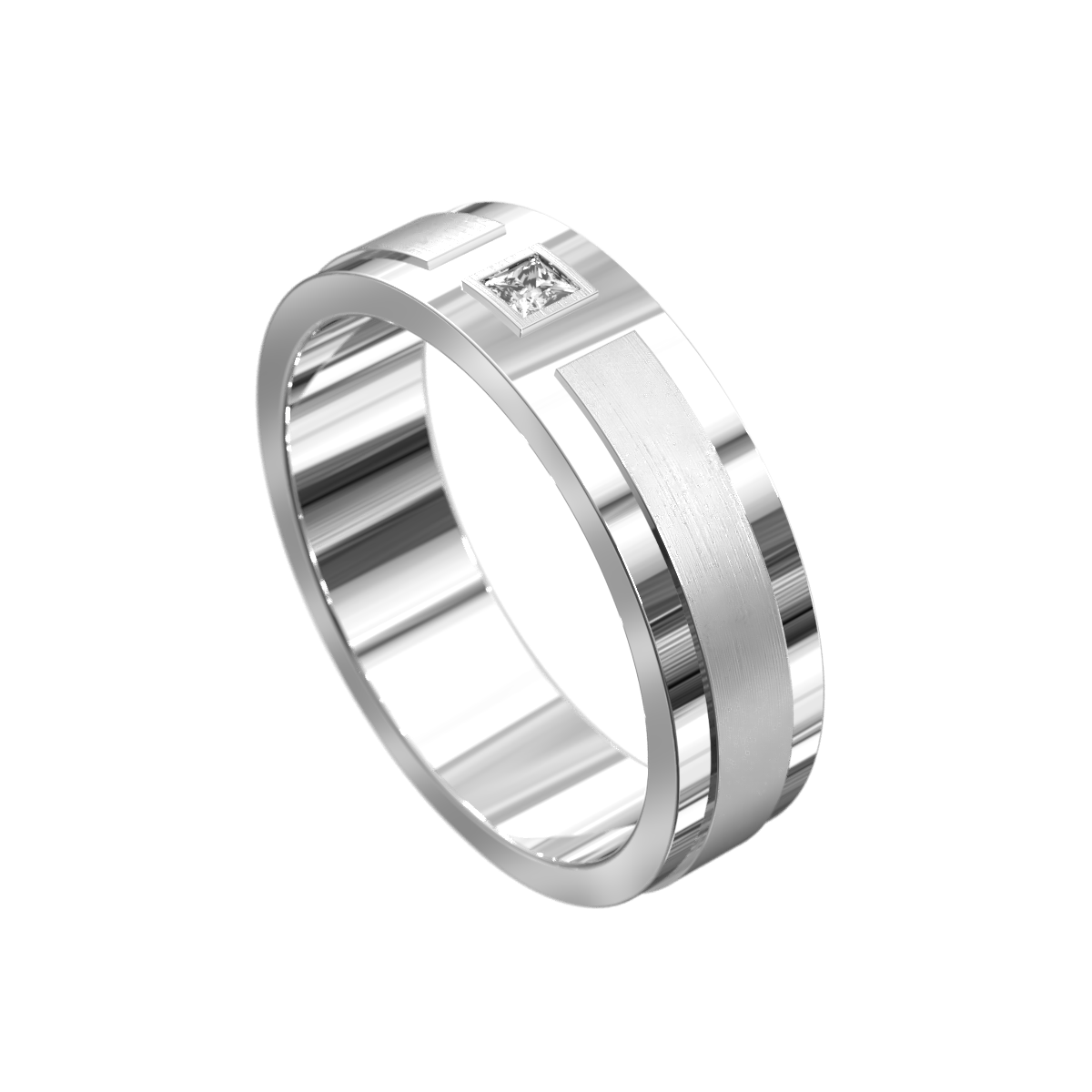 Princess Cut Diamond Raised & Polished Ring