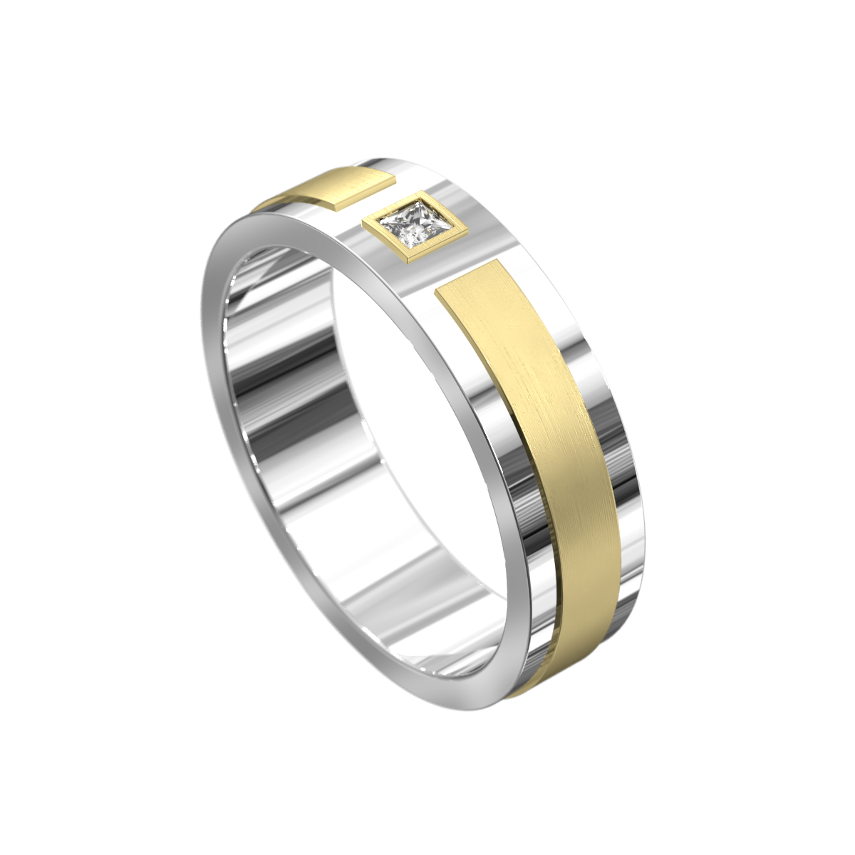 Princess Cut Diamond Raised & Polished Ring
