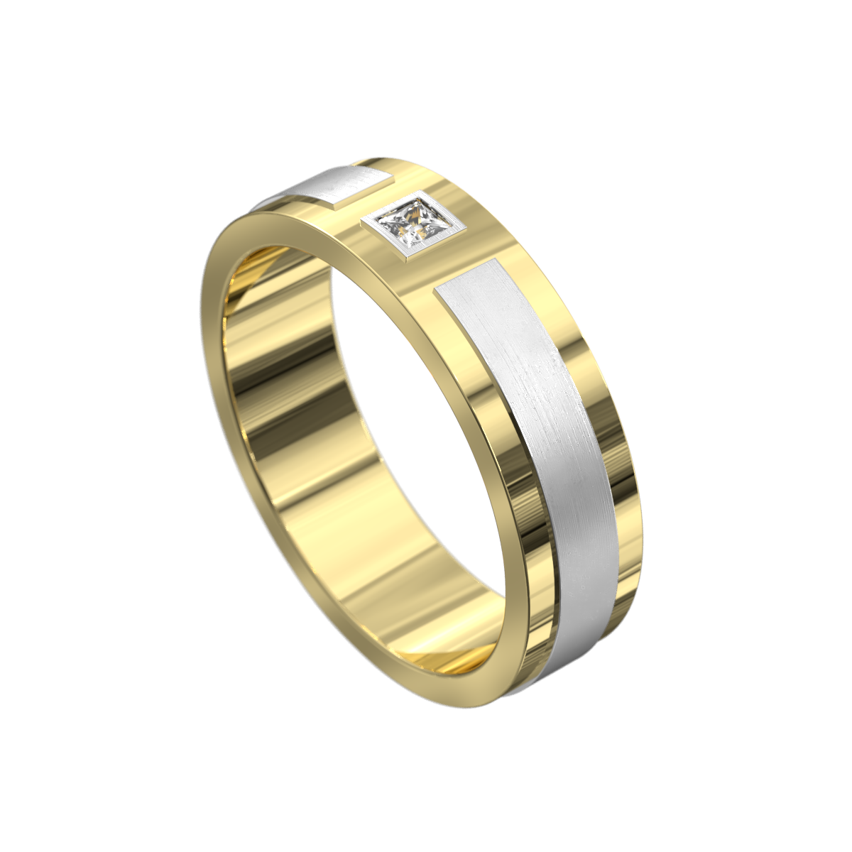 Princess Cut Diamond Raised & Polished Ring