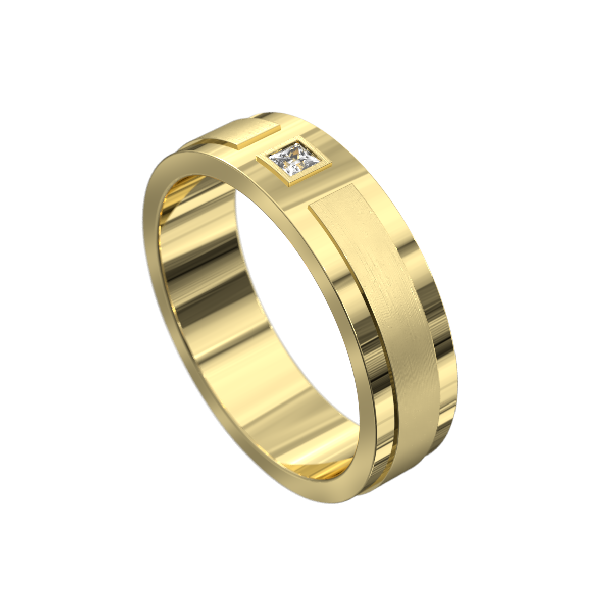 Princess Cut Diamond Raised & Polished Ring