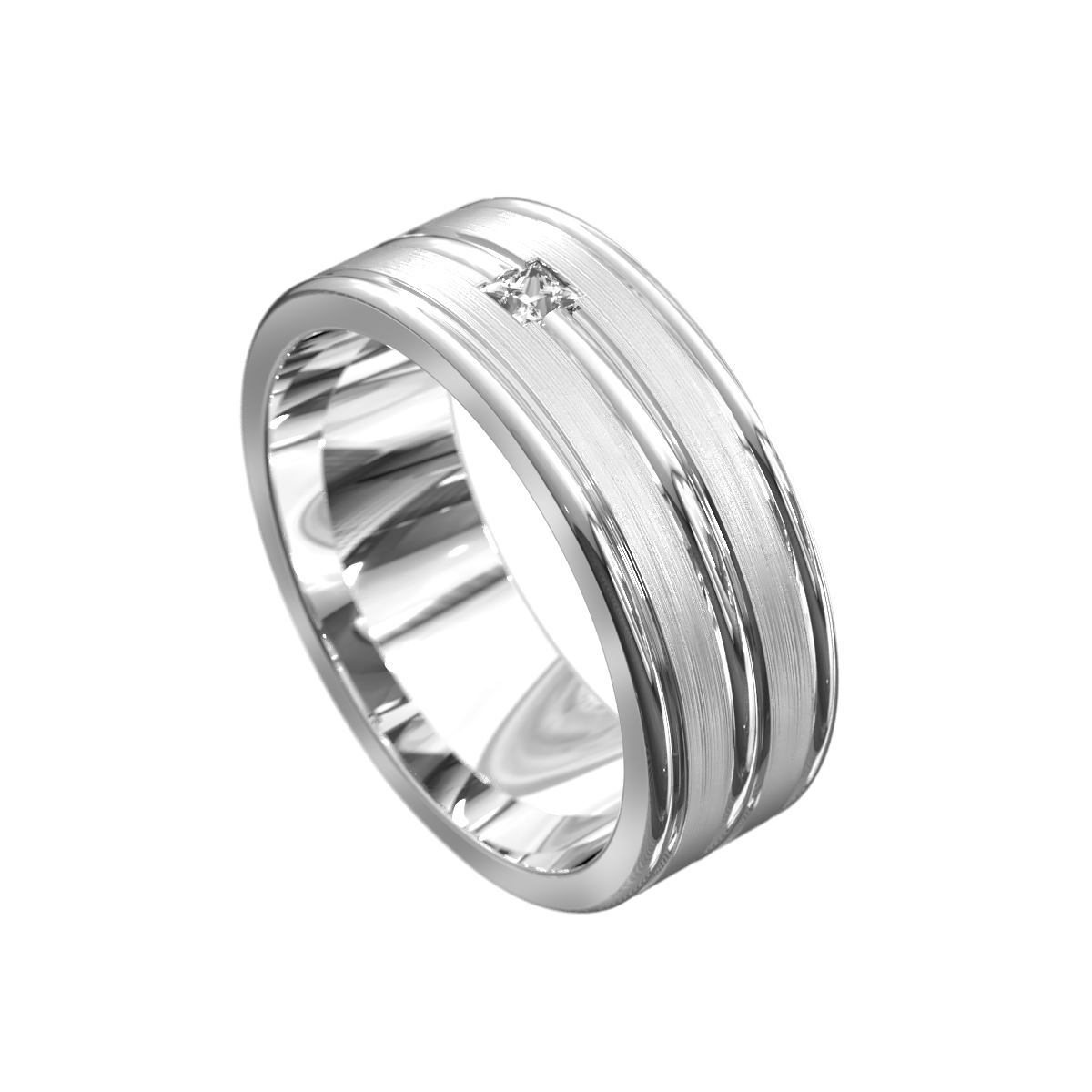 Princess Cut Diamond Matt & Polished Ring