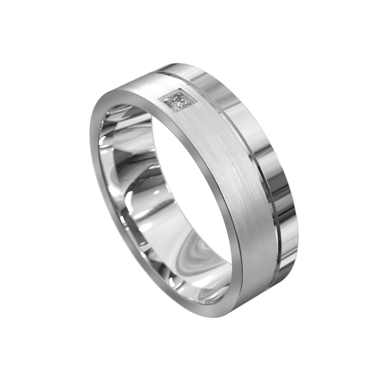 Princess Cut Diamond Matt & Polished Flat Ring