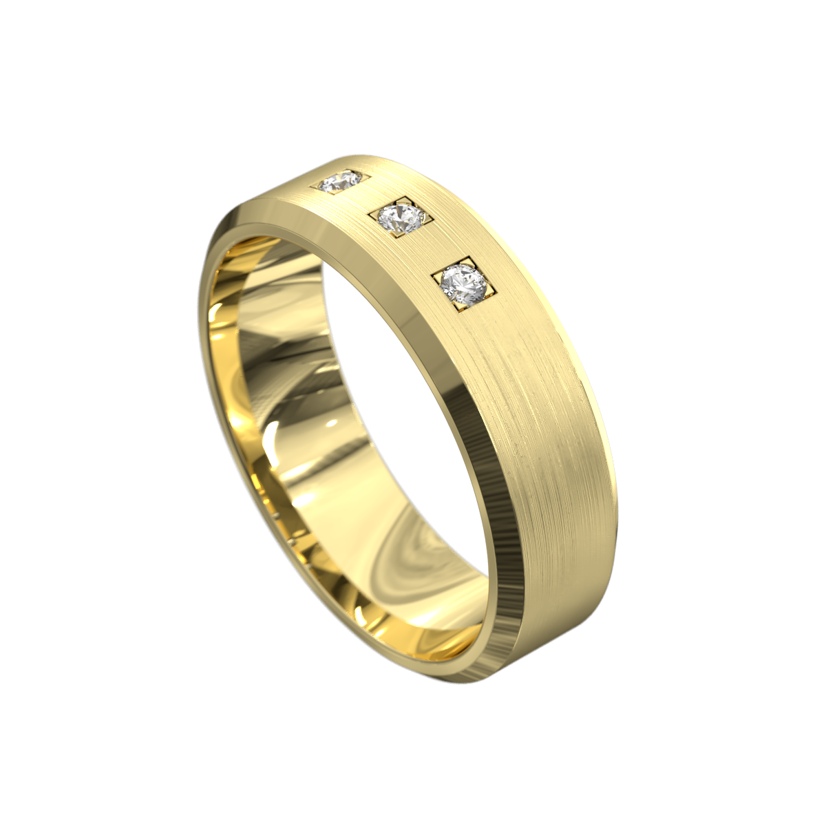 Matt & Polished Three Stone Bevel Diamond Ring