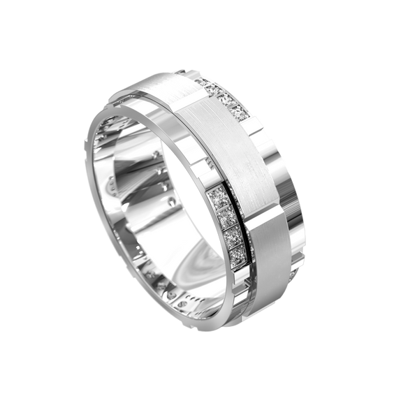 Full Circle Matt & Polished Diamond Ring