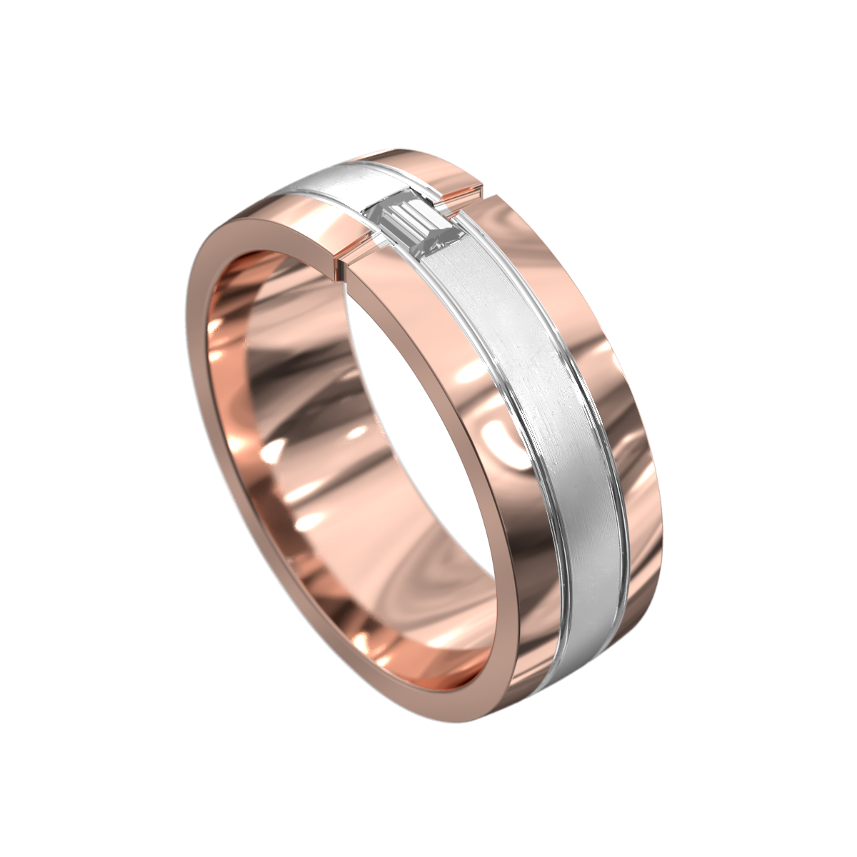 Emerald Cut Curved Diamond Ring
