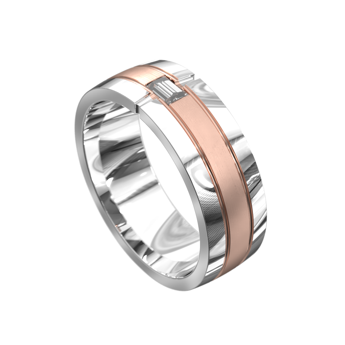Emerald Cut Curved Diamond Ring