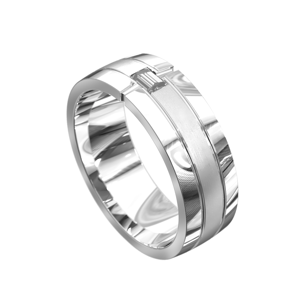 Emerald Cut Curved Diamond Ring