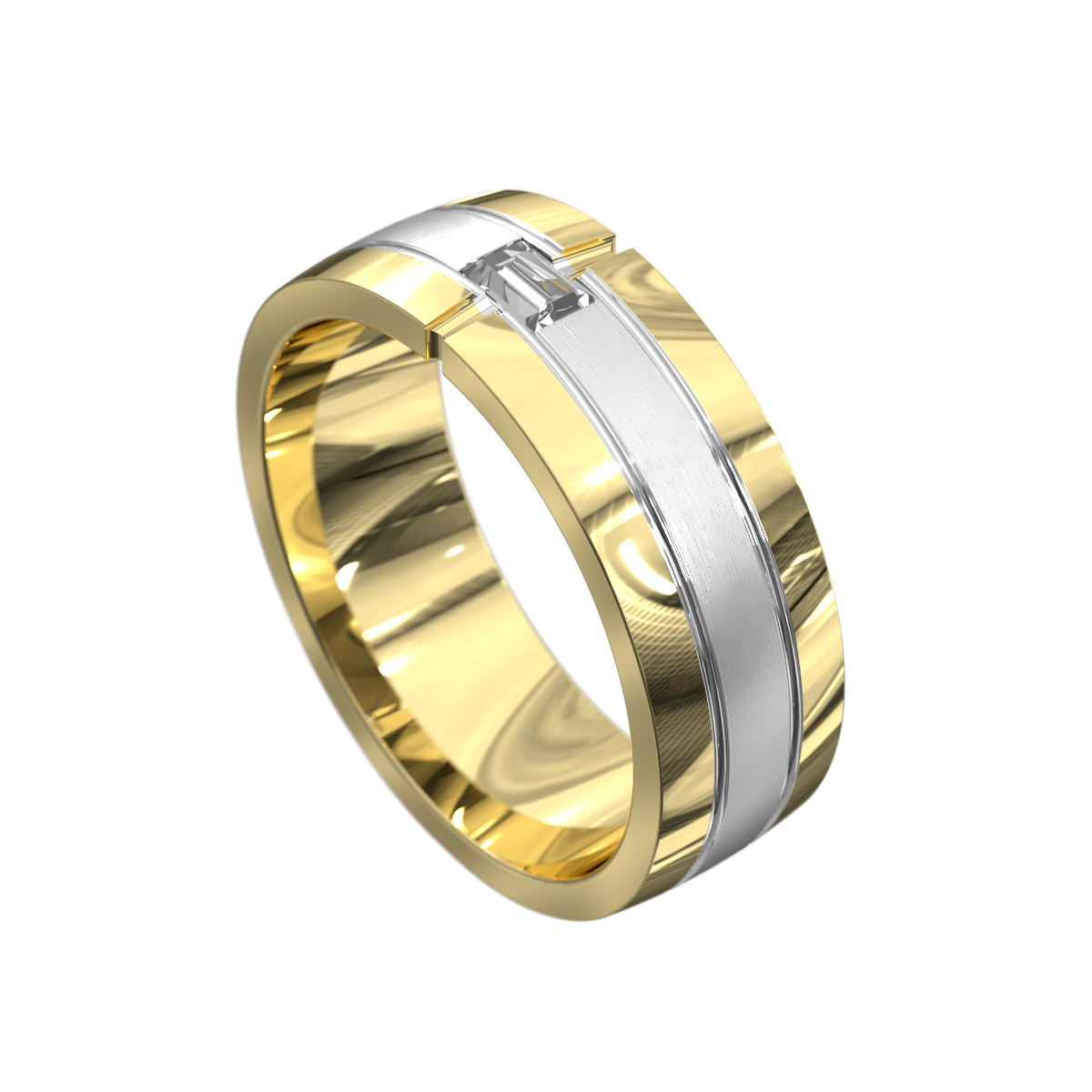 Emerald Cut Curved Diamond Ring