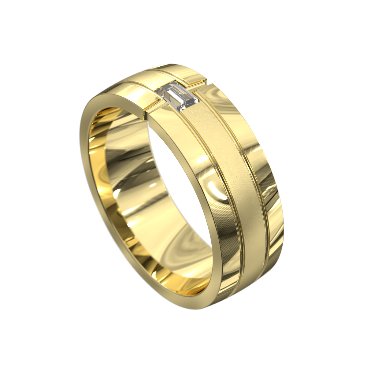Emerald Cut Curved Diamond Ring