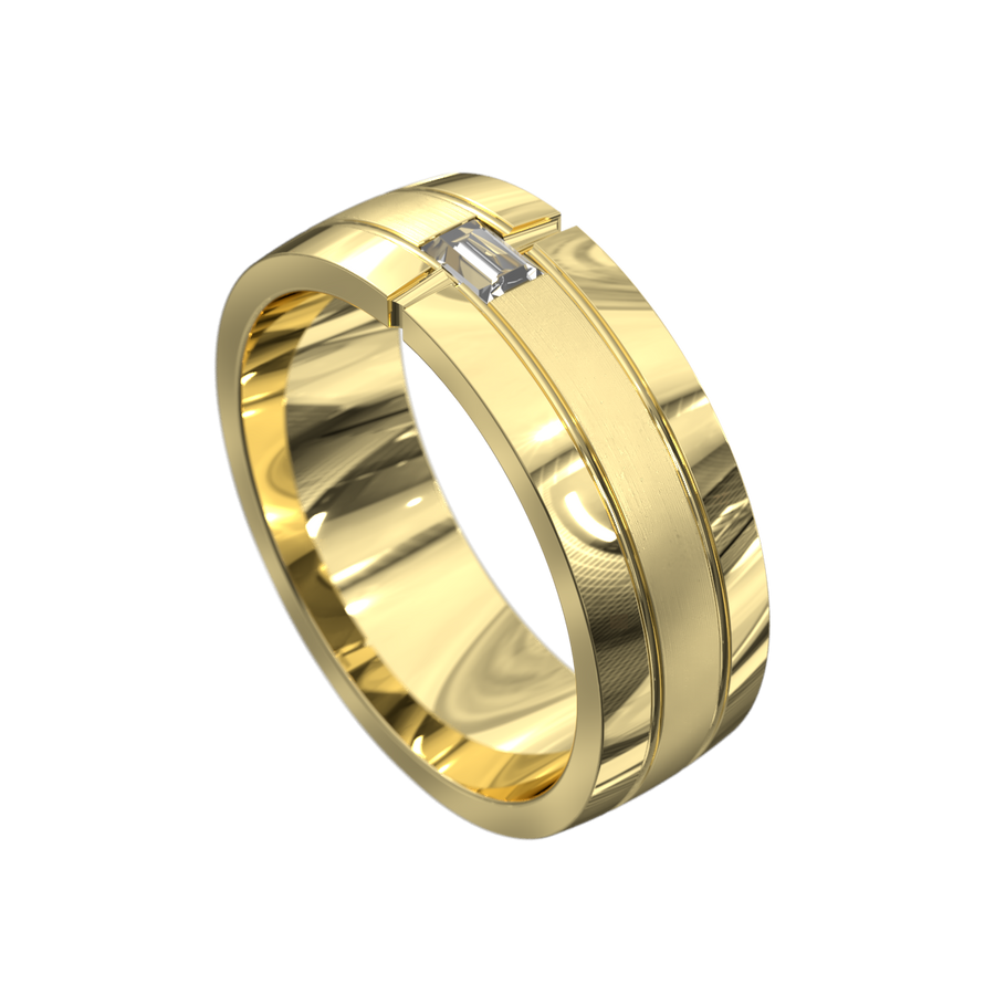 Emerald Cut Curved Diamond Ring