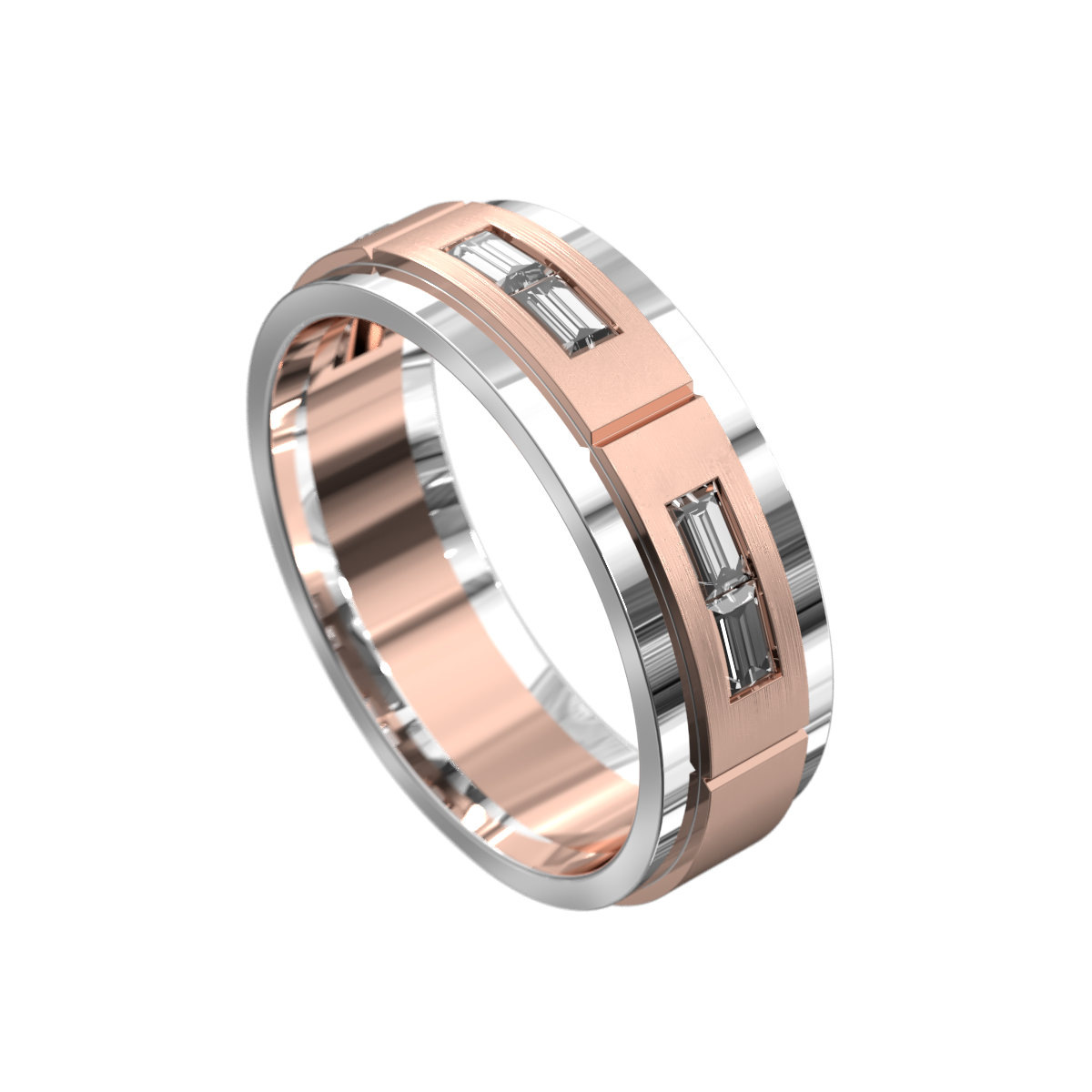 Double Emerald Polished & Matt Ring