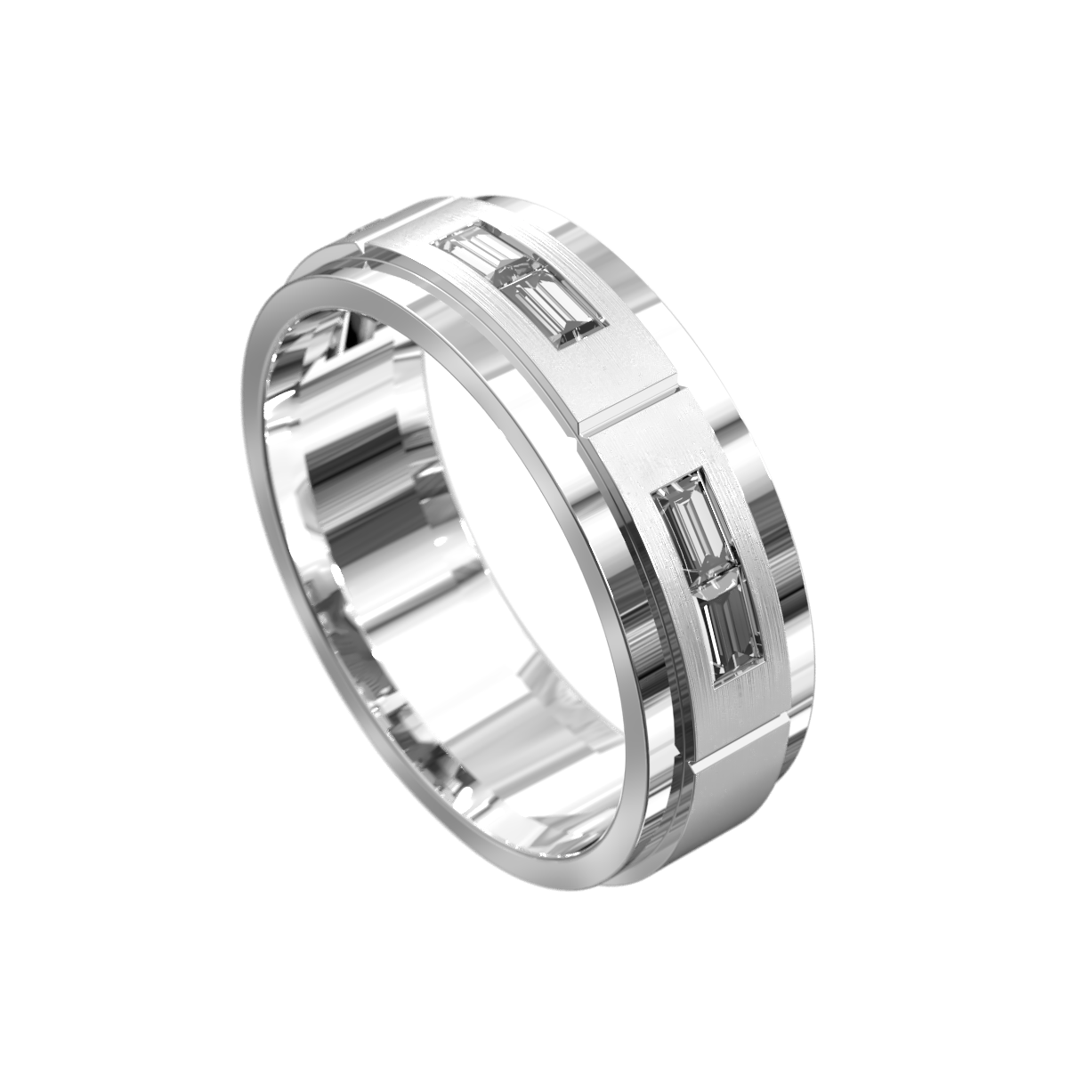 Double Emerald Polished & Matt Ring