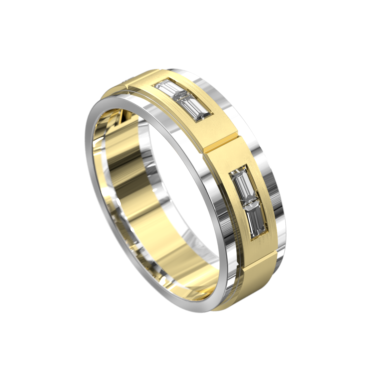Double Emerald Polished & Matt Ring