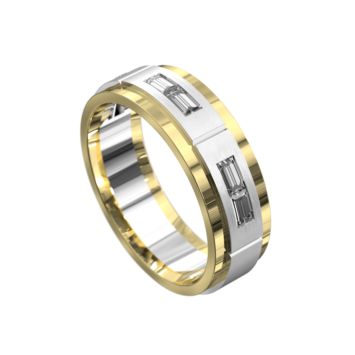 Double Emerald Polished & Matt Ring