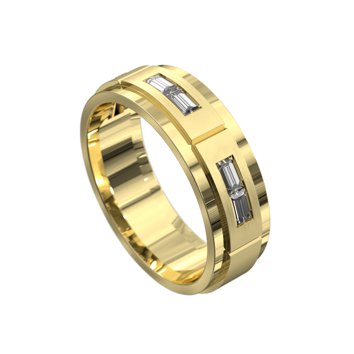 Double Emerald Polished & Matt Ring