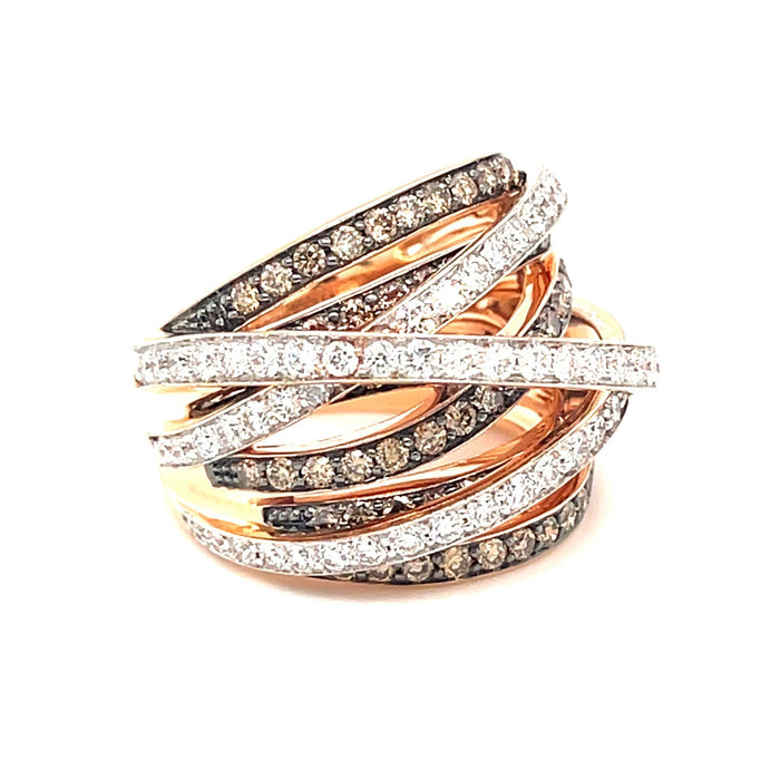 Champagne & White Diamond Crossover Dress Ring