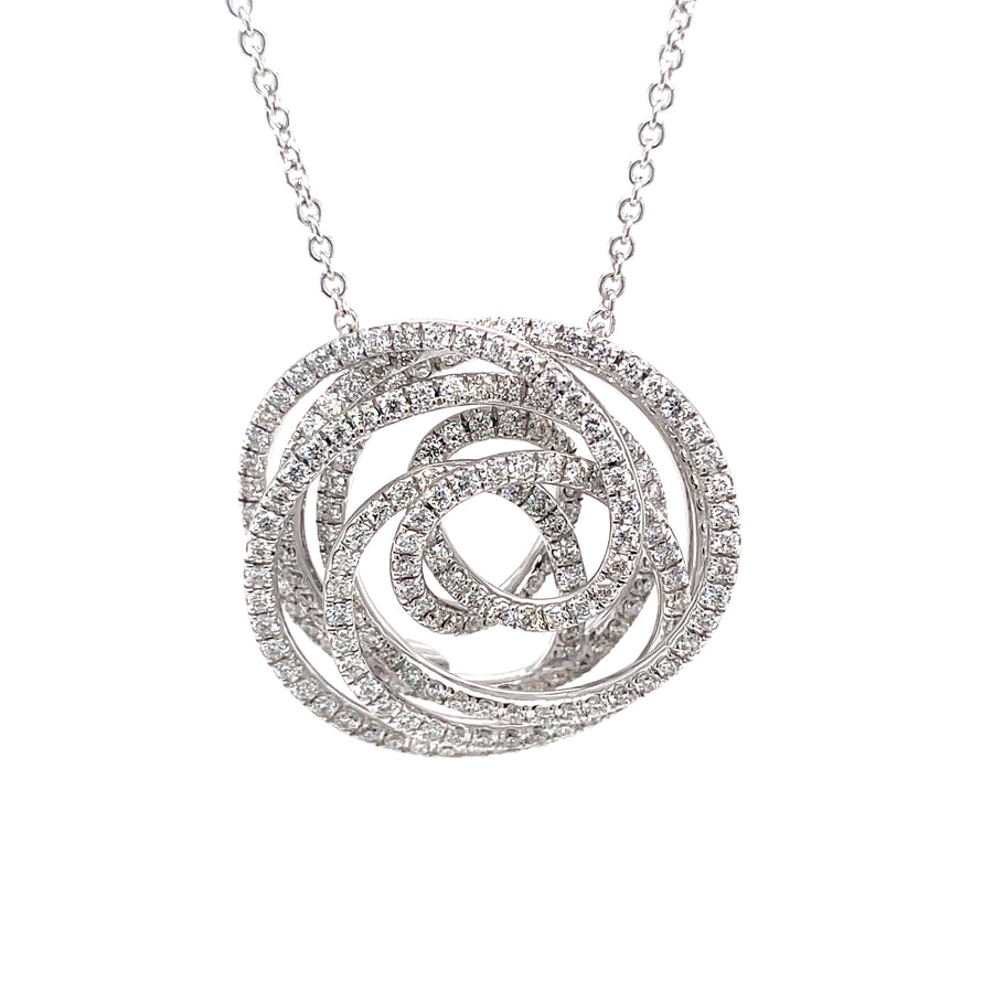 Diamond Swirl Pendant set in 18ct White Gold