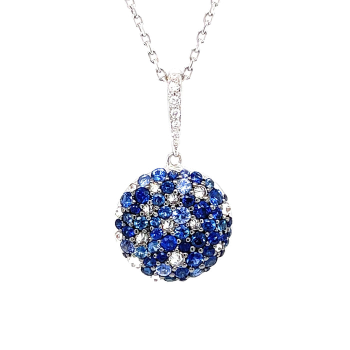 Sapphire & Diamond Pendant set in 18ct White Gold