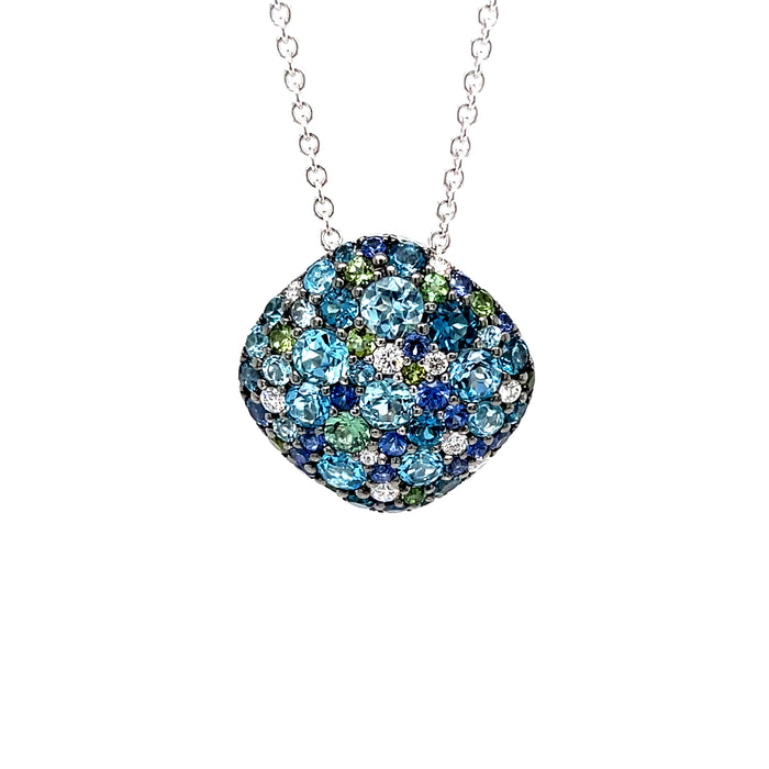 Sapphire, Tourmaline, Topaz & Diamond Pendant