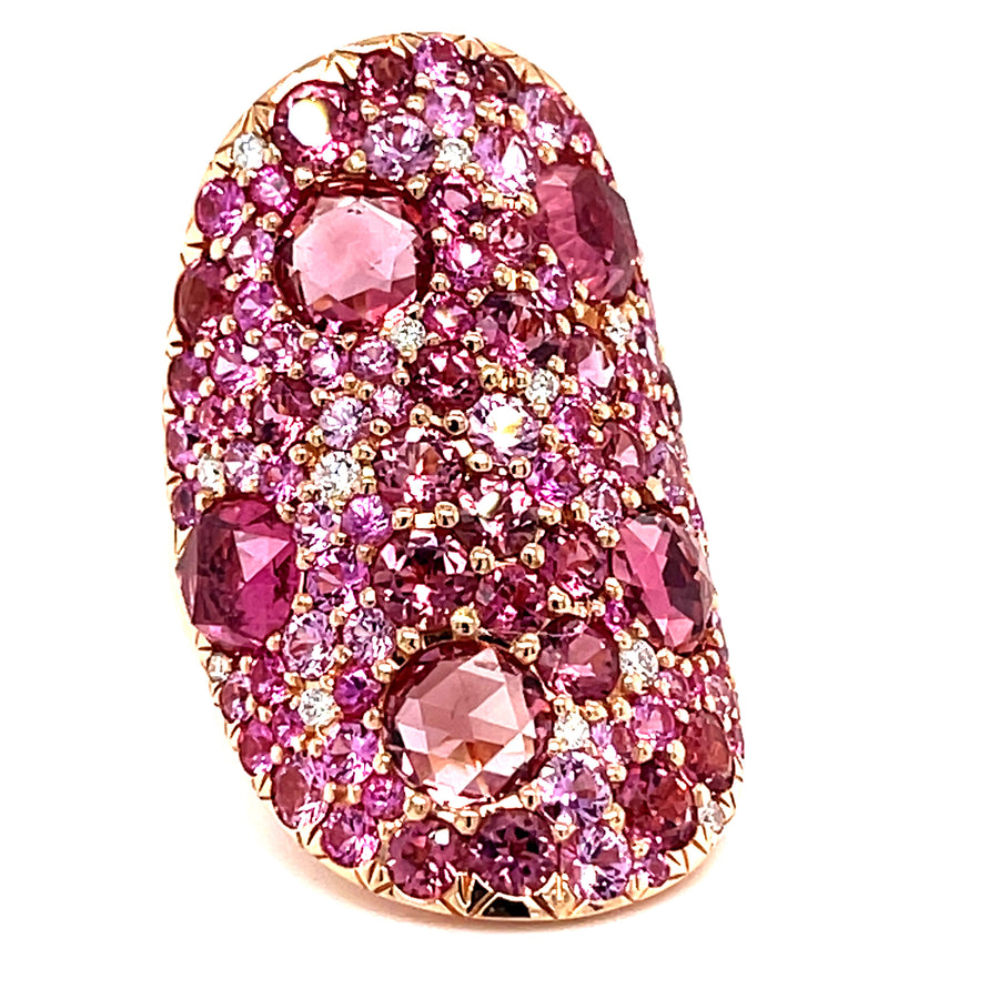 Pink Tourmaline Sapphire & Diamond Ring