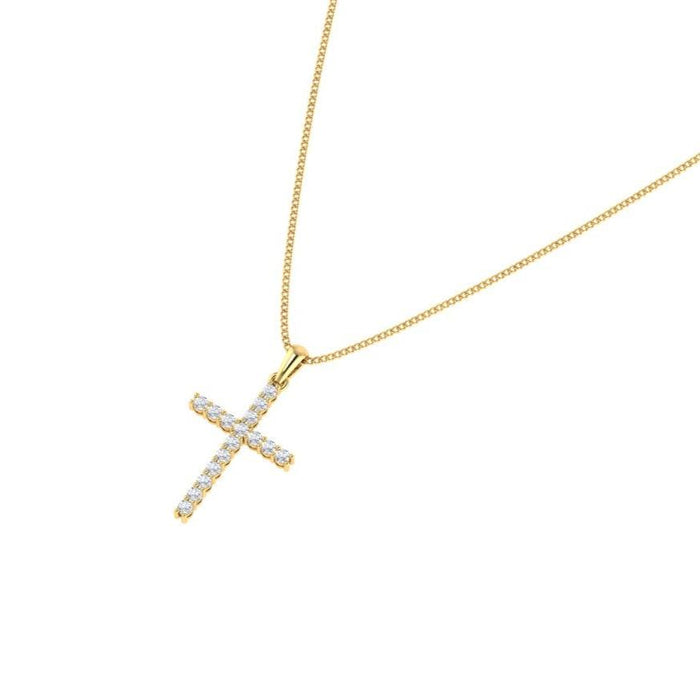 Yellow Gold Diamond Cross Necklace