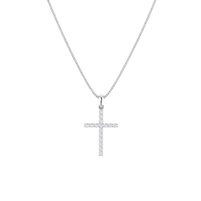 White Gold Diamond Cross Necklace