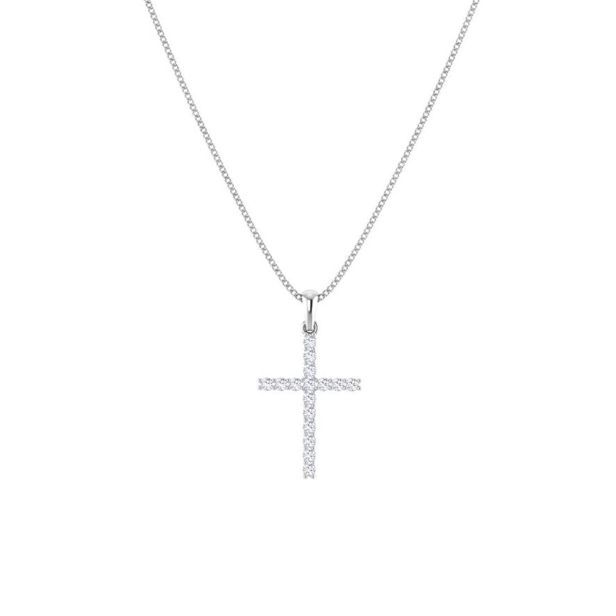 White Gold Diamond Cross Necklace