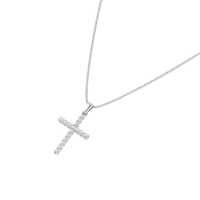 White Gold Diamond Cross Necklace