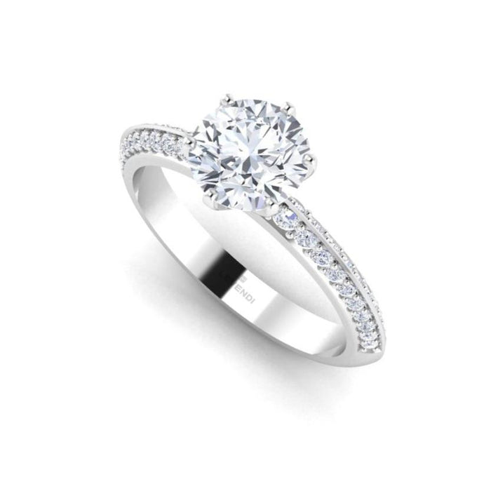 Six Claw Double Row Engagement Ring