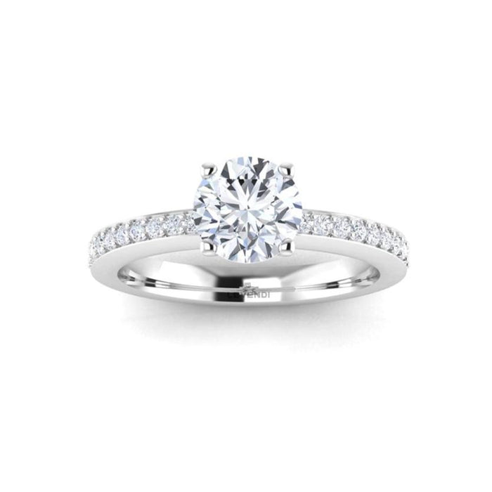 Four Claw Brilliant Pave Engagement Ring