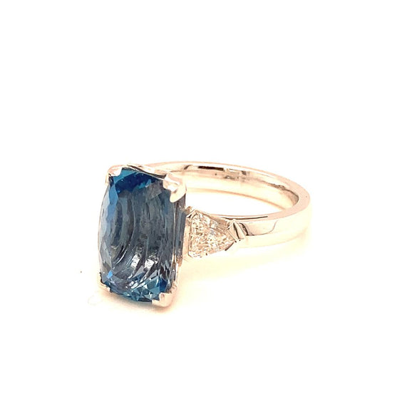 Santa Maria Emerald Cut Aquamarine & Diamond Ring