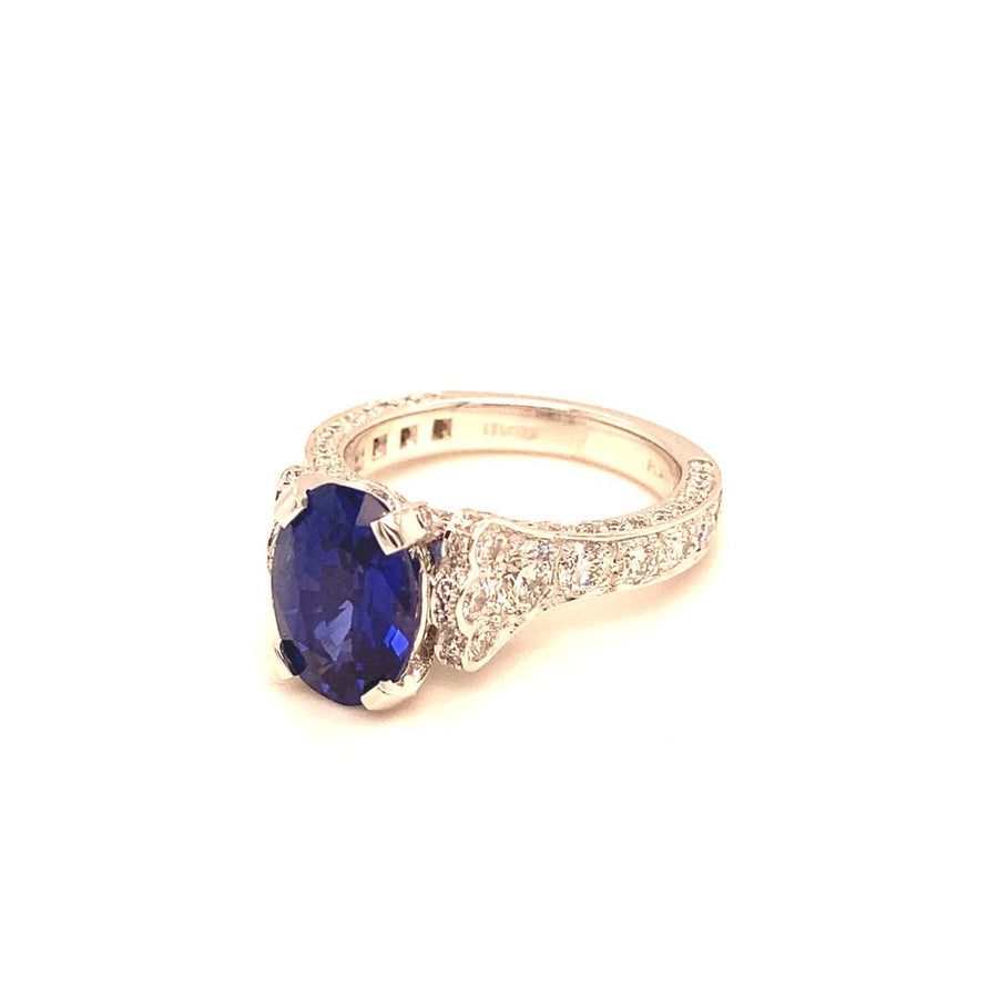 Oval Ceylon Sapphire & Diamond Ring