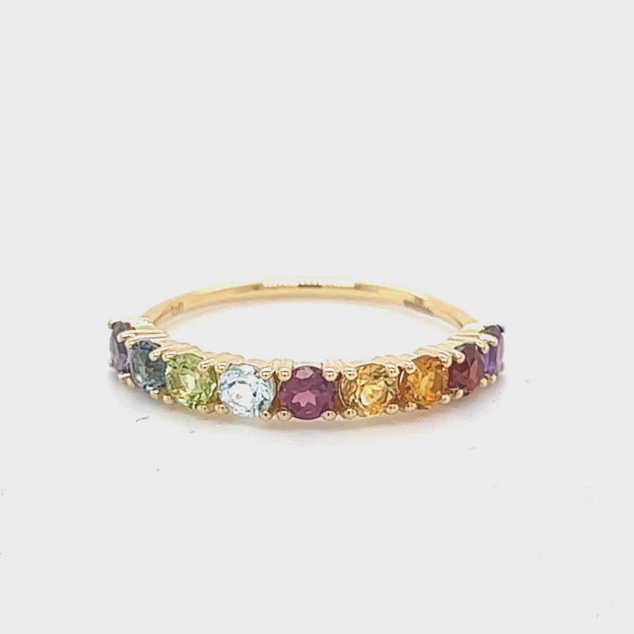 Rainbow Yellow Gold Gemstone Ring