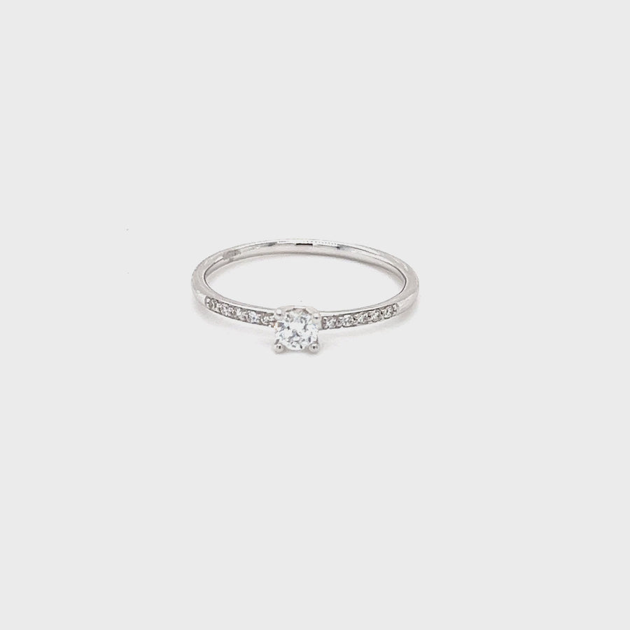 White Gold Four Claw Diamond Ring