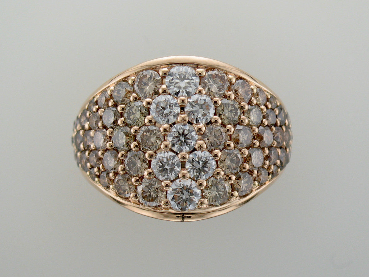 Champagne, Cognac & White Diamond Ring