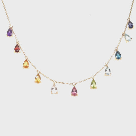 Rainbow Pear Shaped Gem Necklace