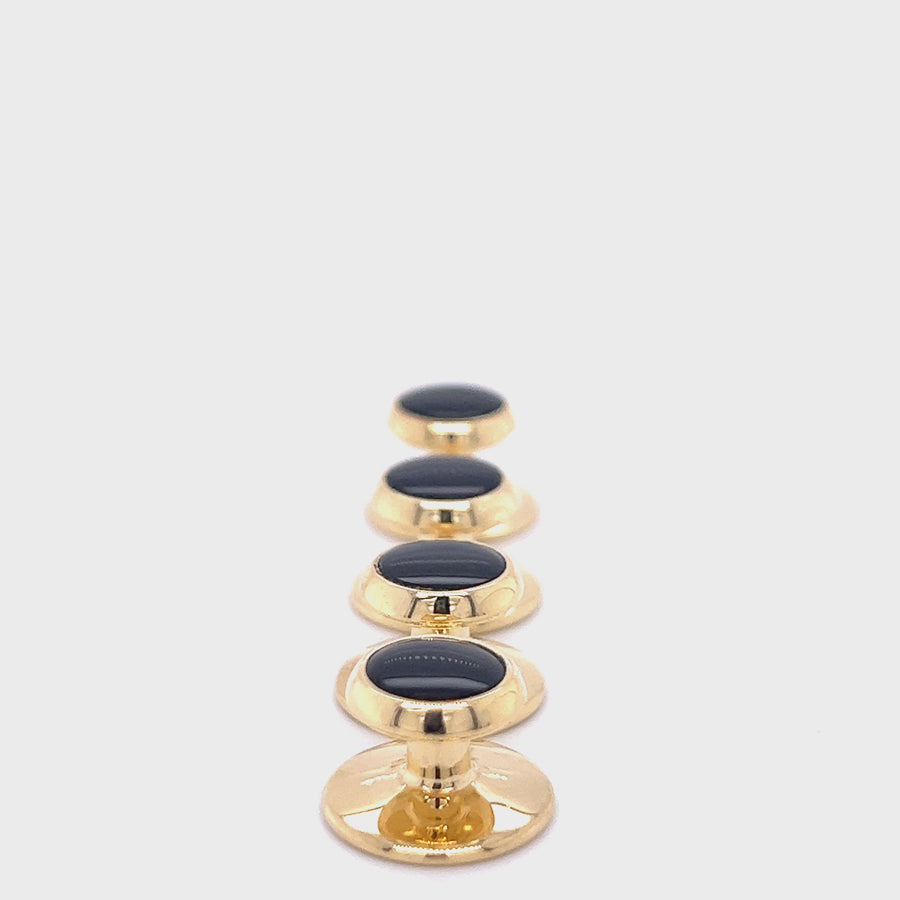 Onyx & Gold Tuxedo Dress Studs