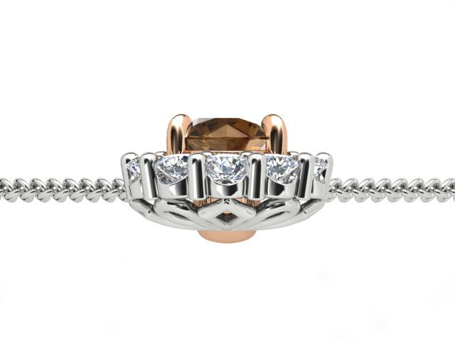 Champagne Diamond & White Diamond Halo Pendant, view 3 — Levendi Jewellers