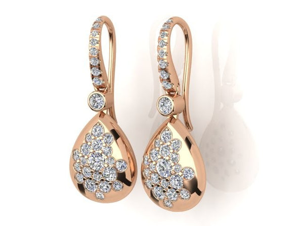 Rose Gold Diamond Earrings On Shepherd Hooks