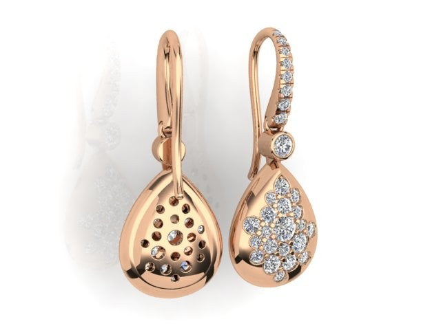 Rose Gold Diamond Earrings On Shepherd Hooks